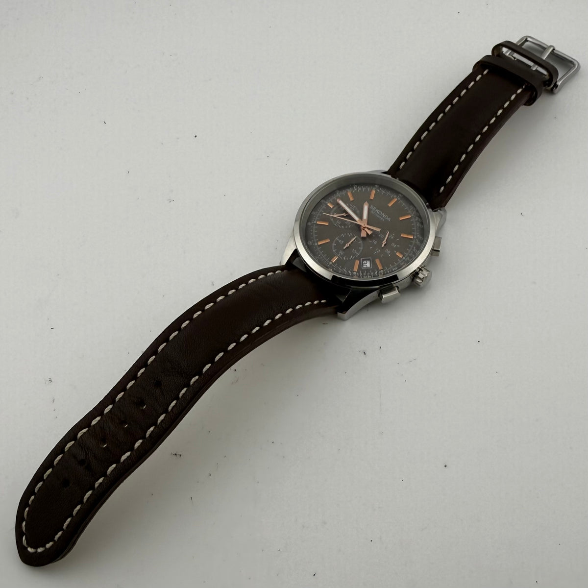 Sekonda 1490 CKX Men’s Chronograph Black Dial Brown Leather Watch 46mm (Fully Tested and working)- £35.00