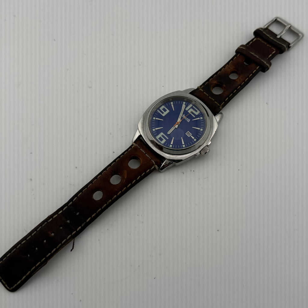 Ashworth Retro Style Blue Dial Quartz Watch 47mm Leather Strap (Fully Tested and working)- £30.00