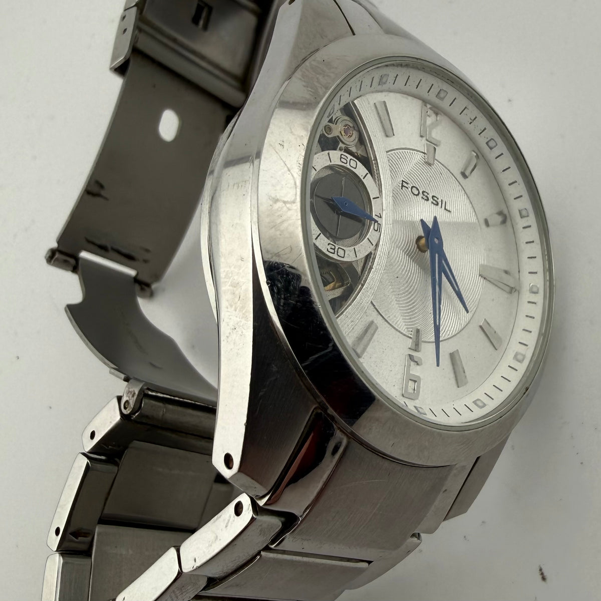 Fossil Twist Hybrid Automatic Quartz Stainless Steel Skeleton Watch – Presentation Tin- £80.00