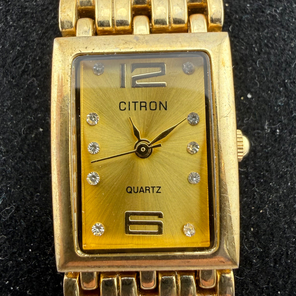 Citron CY973X Ladies Gold Tone Crystal Dial Quartz Bracelet Watch Fully Tested and Working