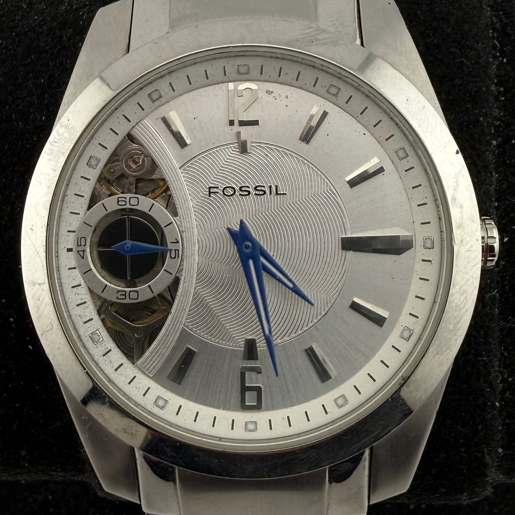 Fossil Twist Hybrid Automatic Quartz Stainless Steel Skeleton Watch – Presentation Tin- £80.00