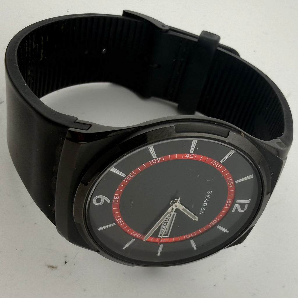 Skagen Melbye SKW6506 Gents Black Red Day Date Quartz Watch Fully Tested and Working- £35.00