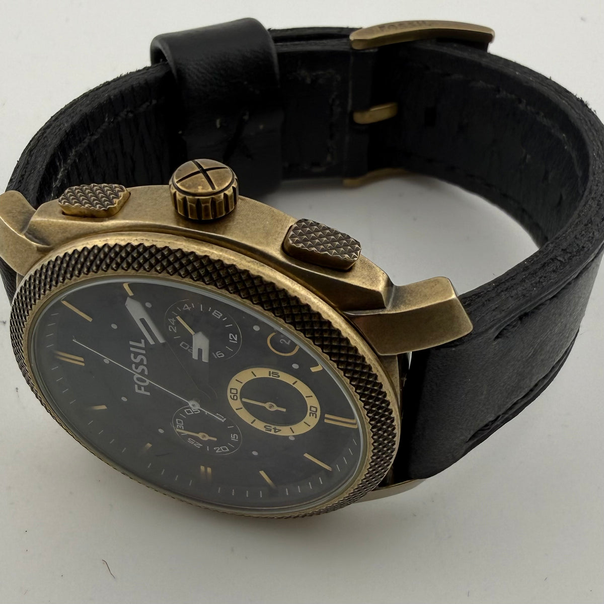 Fossil FS-4667 Mens Black Gold Tone Multifunction Watch Fully Tested and Working- £35.00