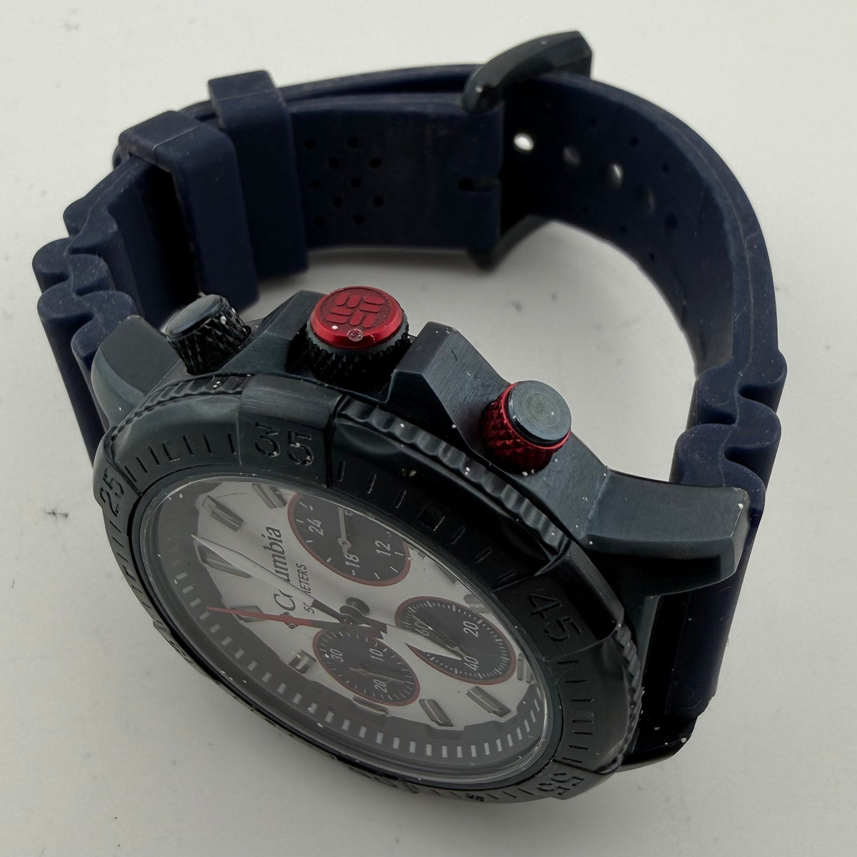 Columbia Peak Patrol Gents Chronograph 50M Black Blue Watch Fully Tested and Working- £40.00