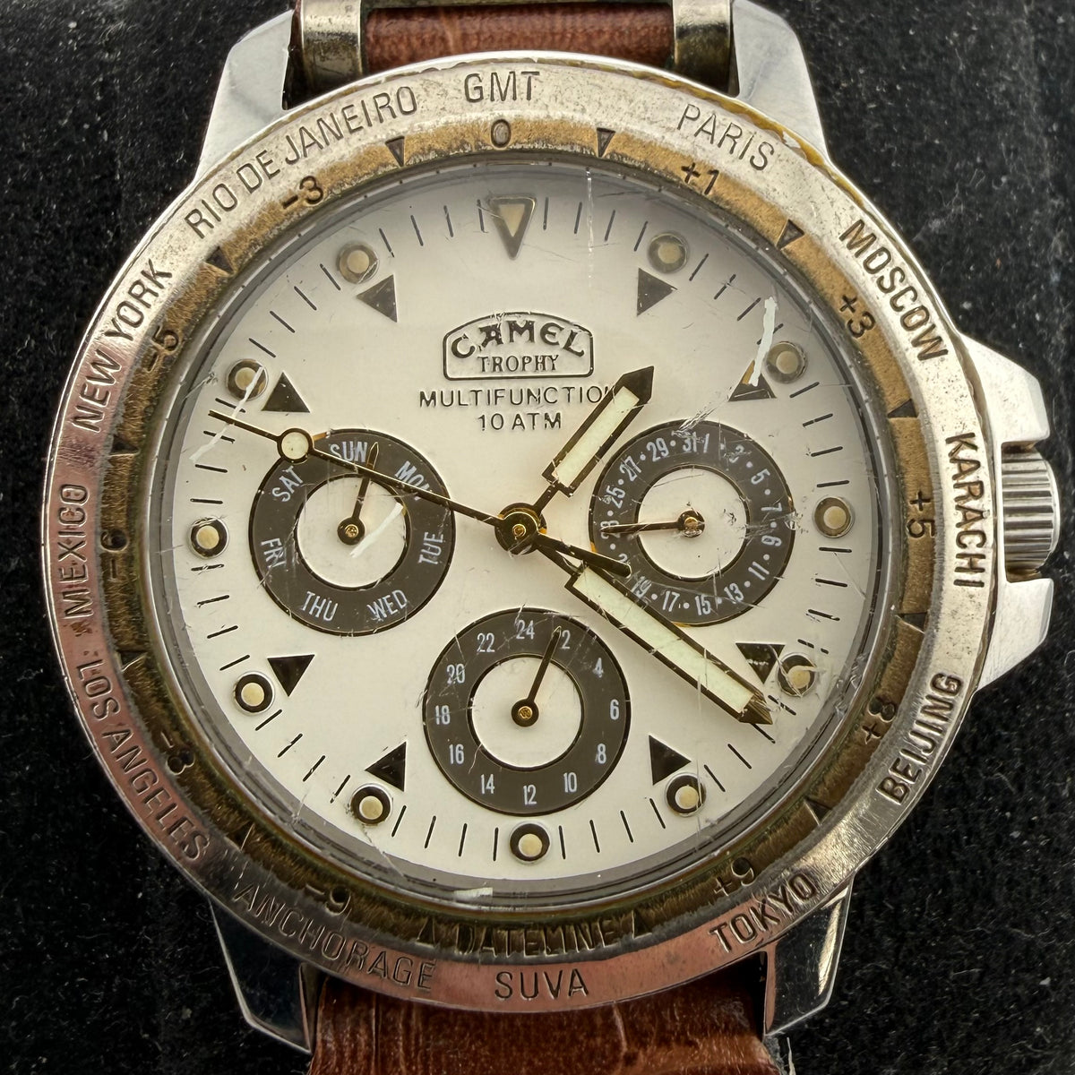 Vintage Camel Trophy GMT Multifunction 10ATM Gents Quartz Watch Fully Tested and Wor- £35.00