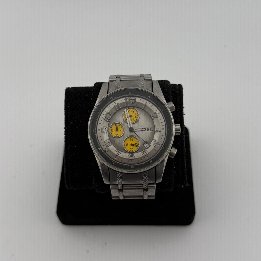 Fossil JR-9937 Gents Chronograph Watch Yellow Sub Dials Fully Tested and Working- £35.00