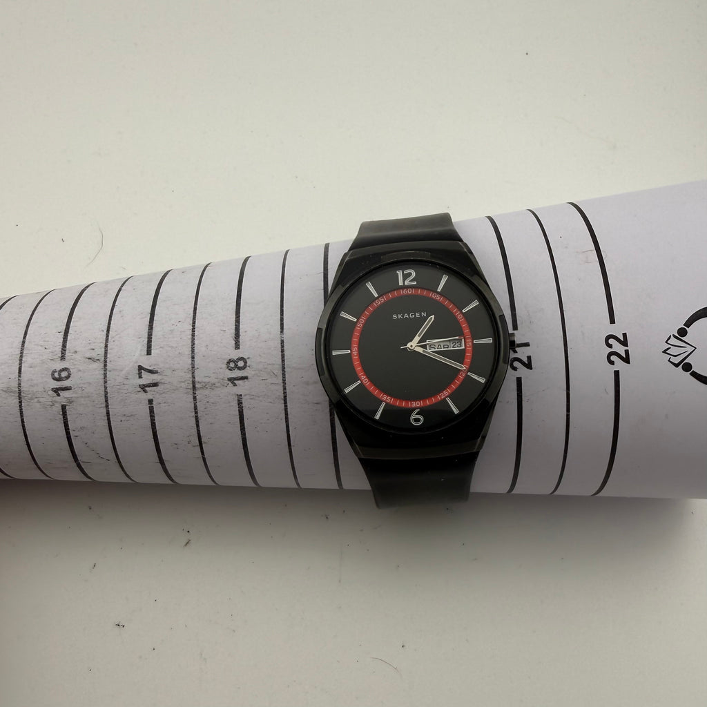 Skagen Melbye SKW6506 Gents Black Red Day Date Quartz Watch Fully Tested and Working- £35.00