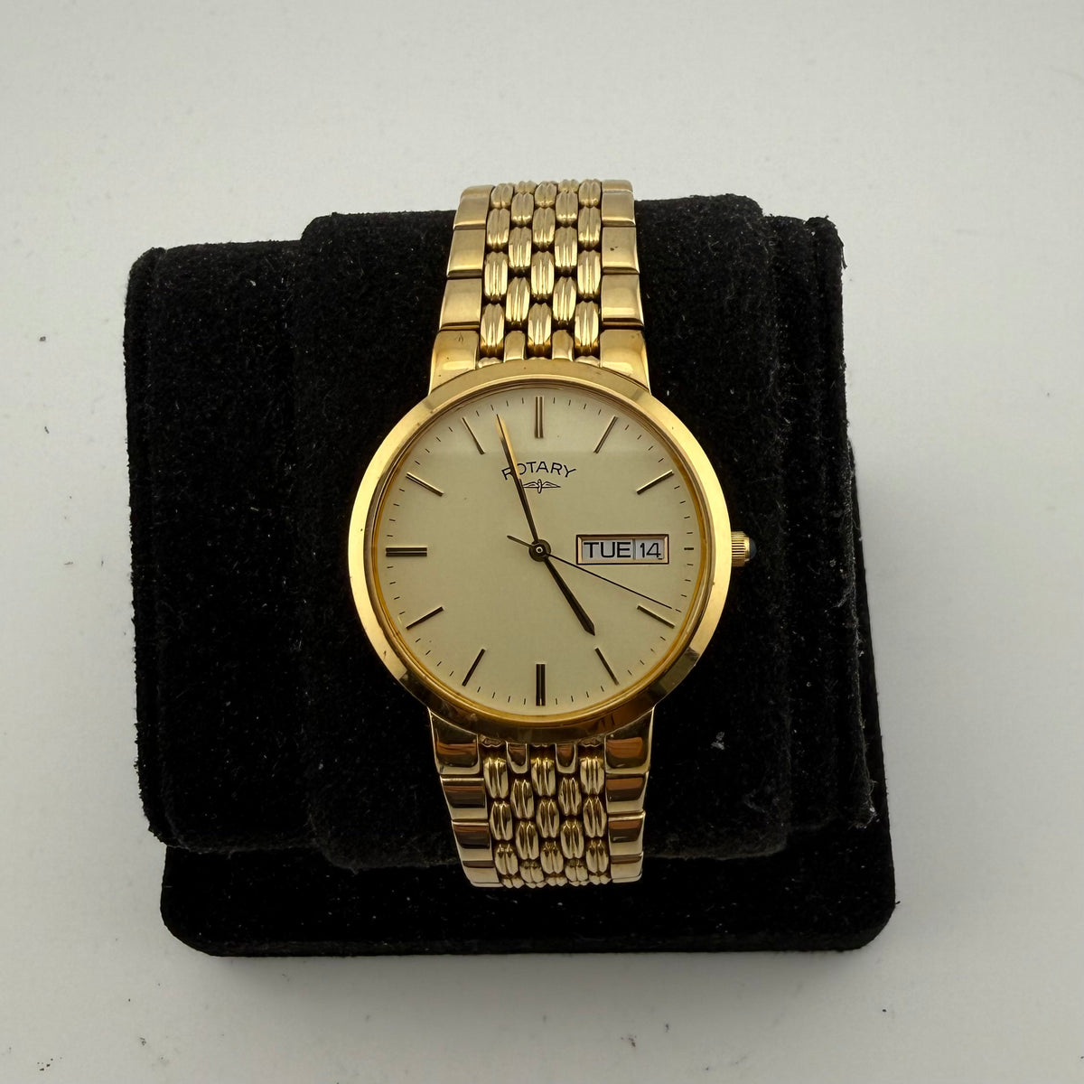 Rotary Gents Gold Plated Day Date Quartz Bracelet Watch G692 Fully Tested and Working- £35.00