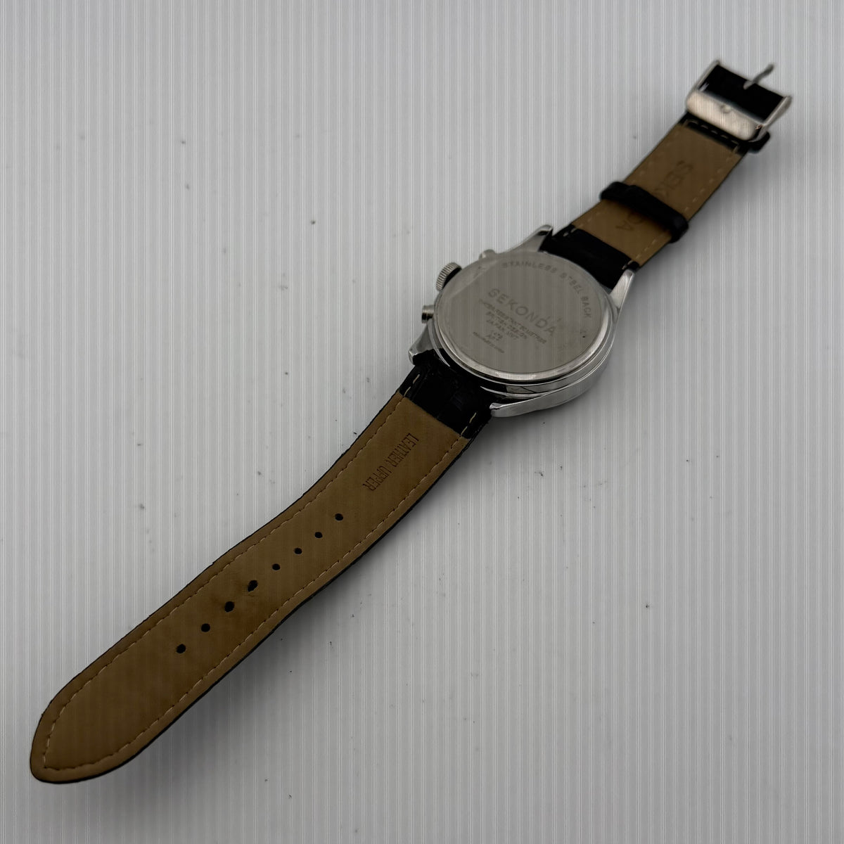 Sekonda Classique 1479 Gents Chronograph Black Dial Leather Watch Fully Tested and Working- £40.00