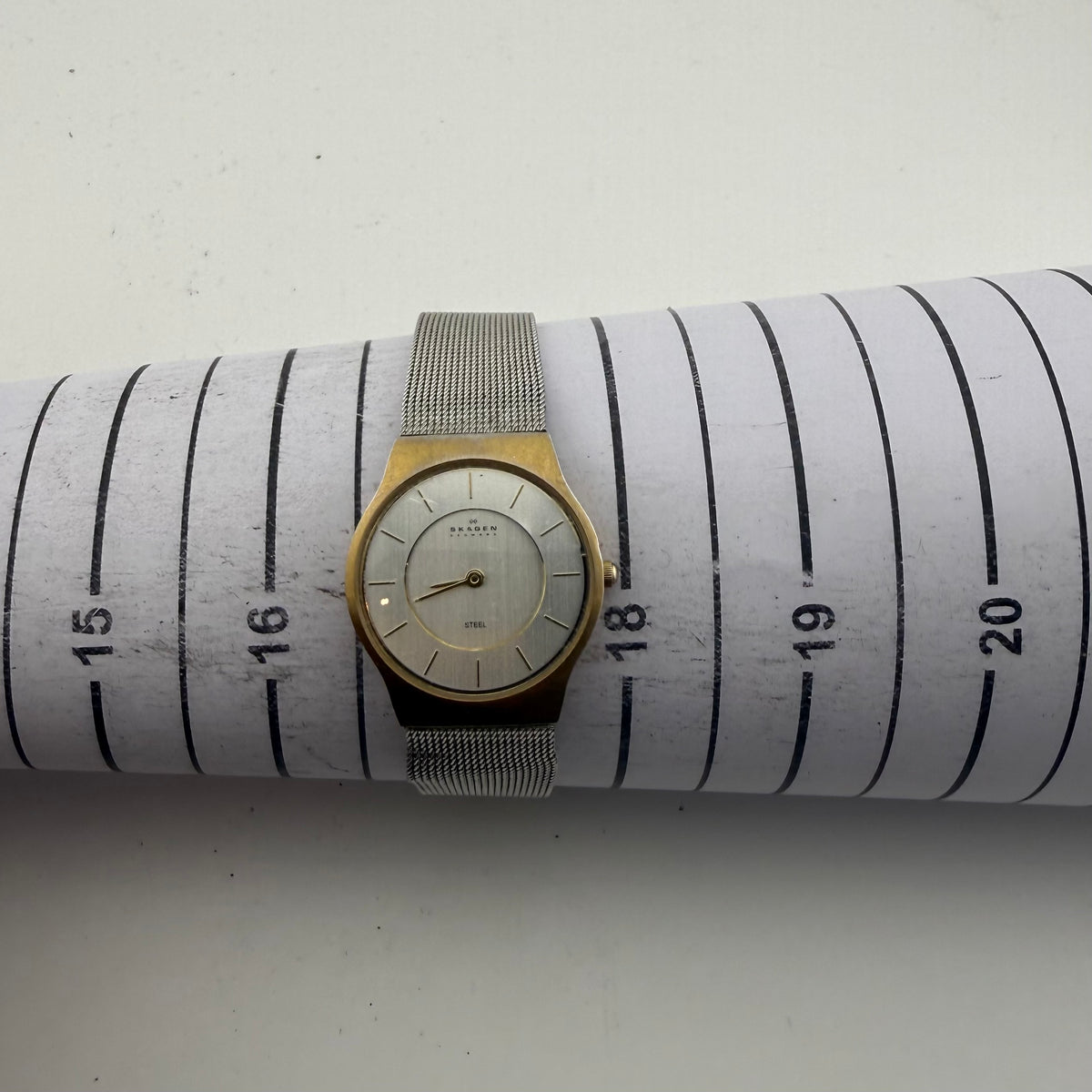Skagen Denmark Vintage Style Two Tone Quartz Mesh Bracelet Watch Fully Tested and - £20.00