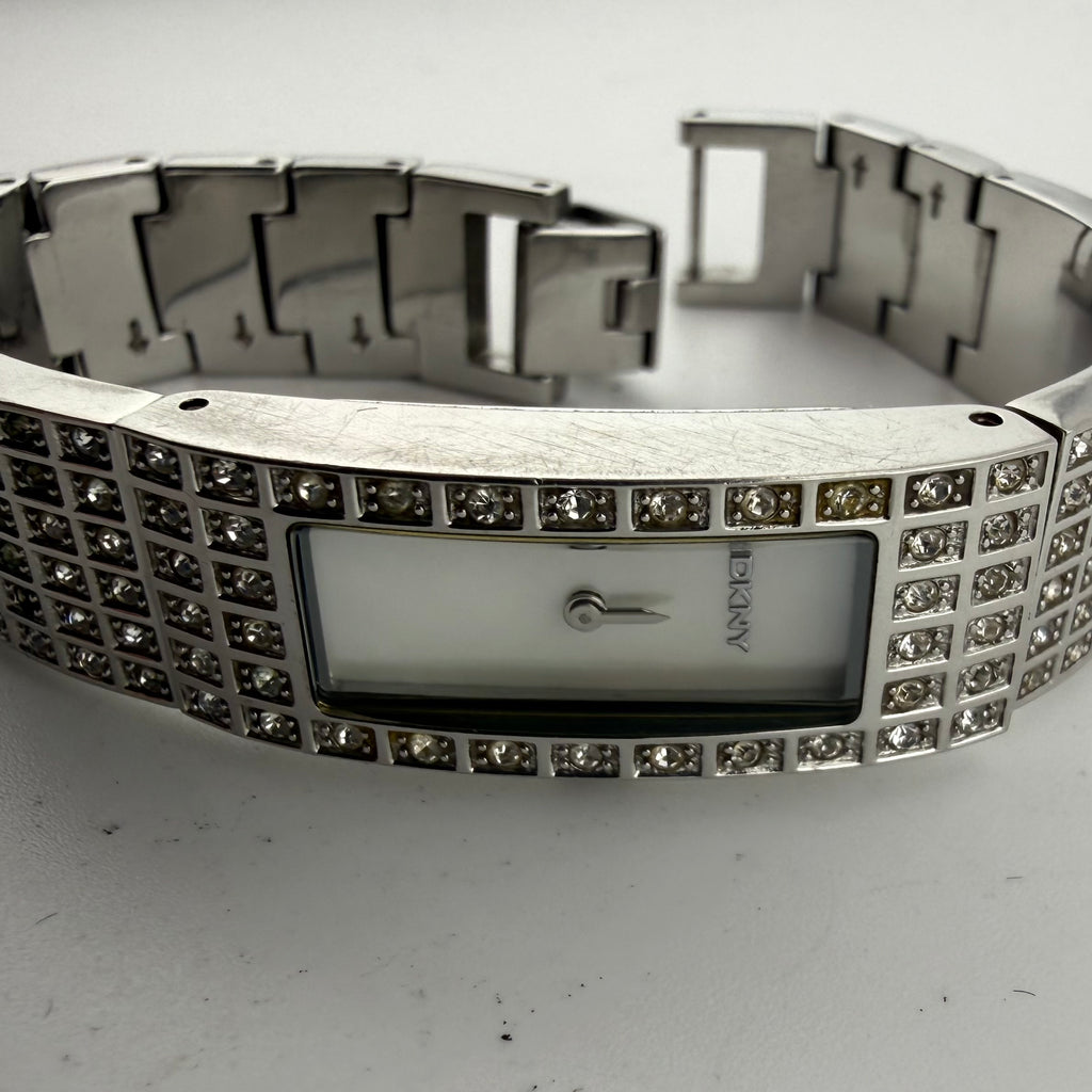 DKNY Ladies Silver Tone Crystal Set Bracelet Quartz Watch Fully Tested and Working- £35.00