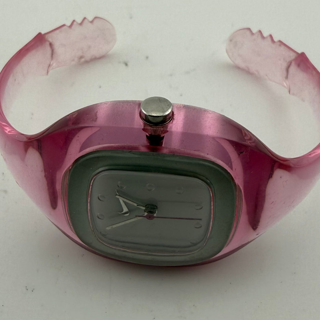 Nike Ladies Pink Transparent Cuff Bangle Quartz Watch Fully Tested and Working- £15.00