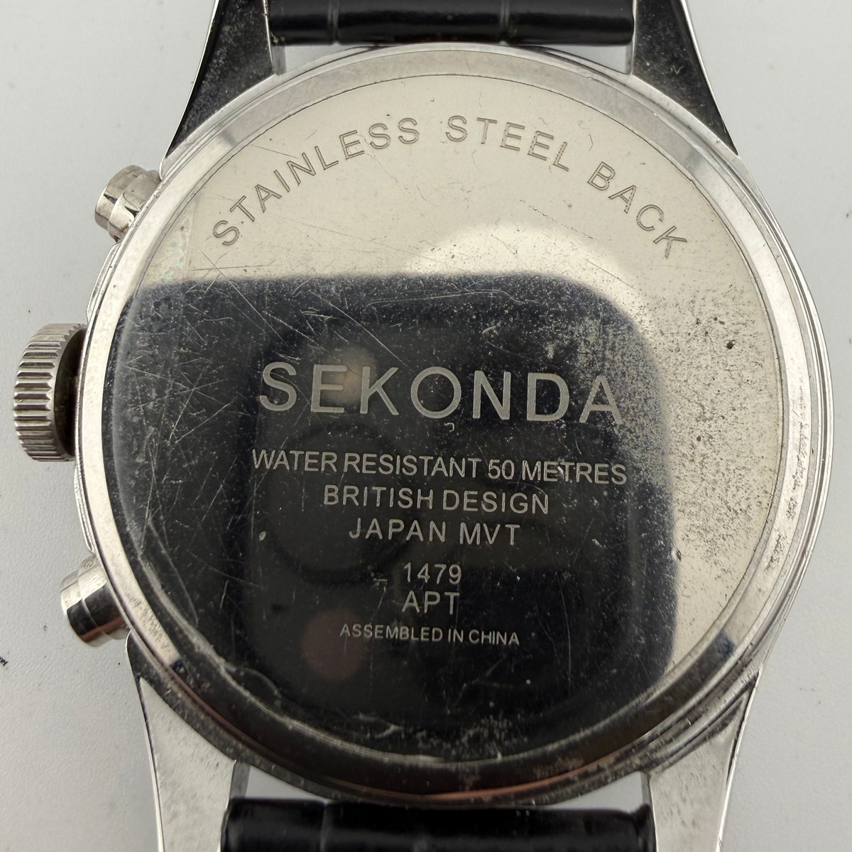 Sekonda Classique 1479 Gents Chronograph Black Dial Leather Watch Fully Tested and Working- £40.00