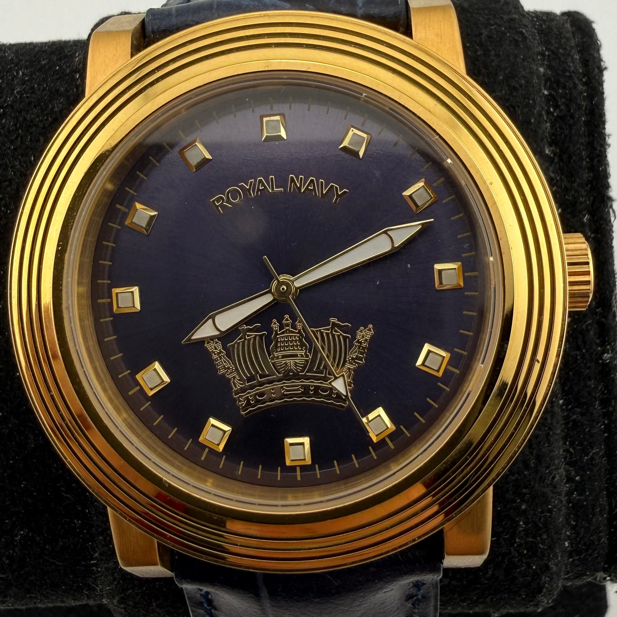 Royal Navy RN1008D Naval Crown Gold Tone Blue Dial Men’s Watch 45mm Rare Find- £55.00
