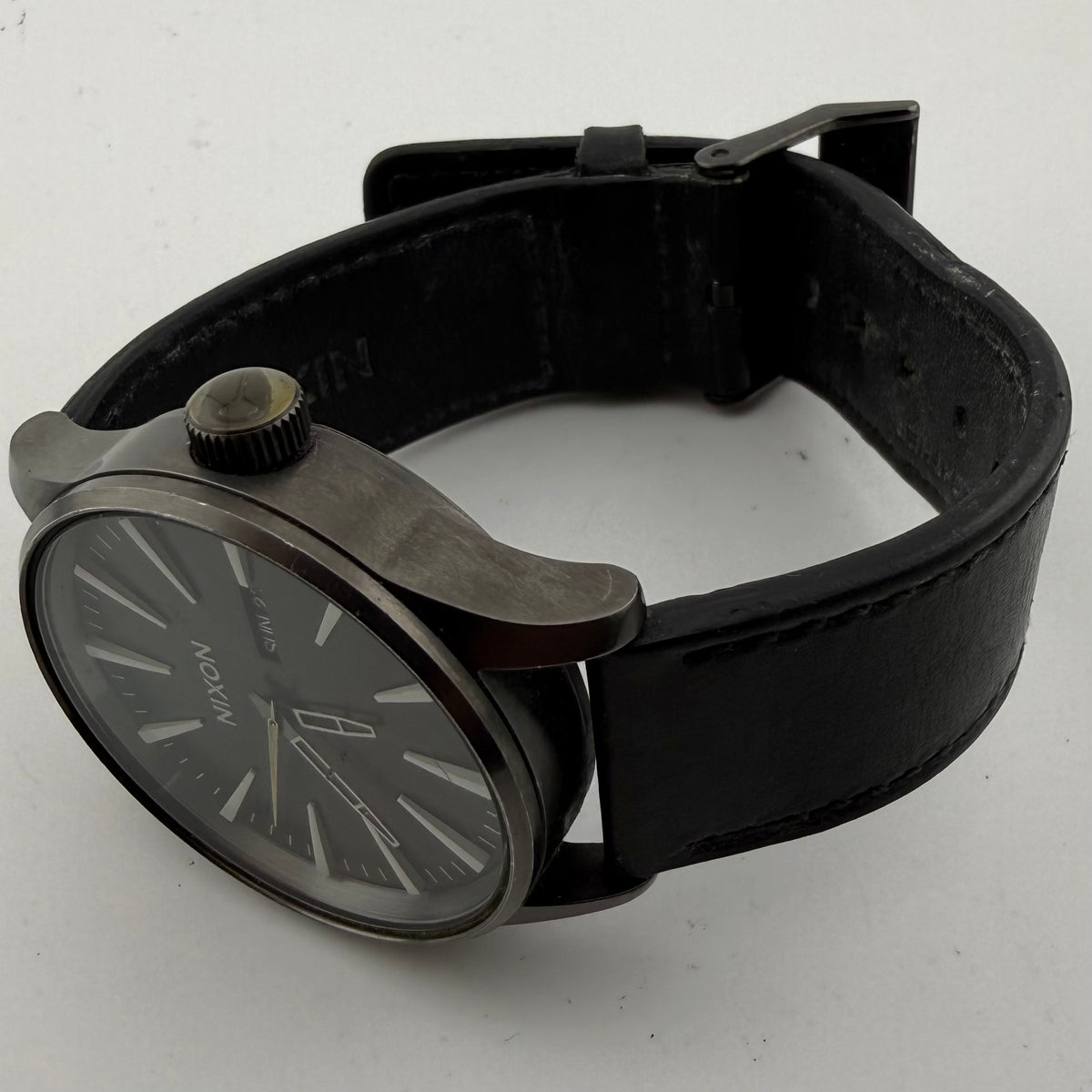 Nixon The Sentry Leather All Black Day Date Quartz Men’s Watch 45mm- £40.00