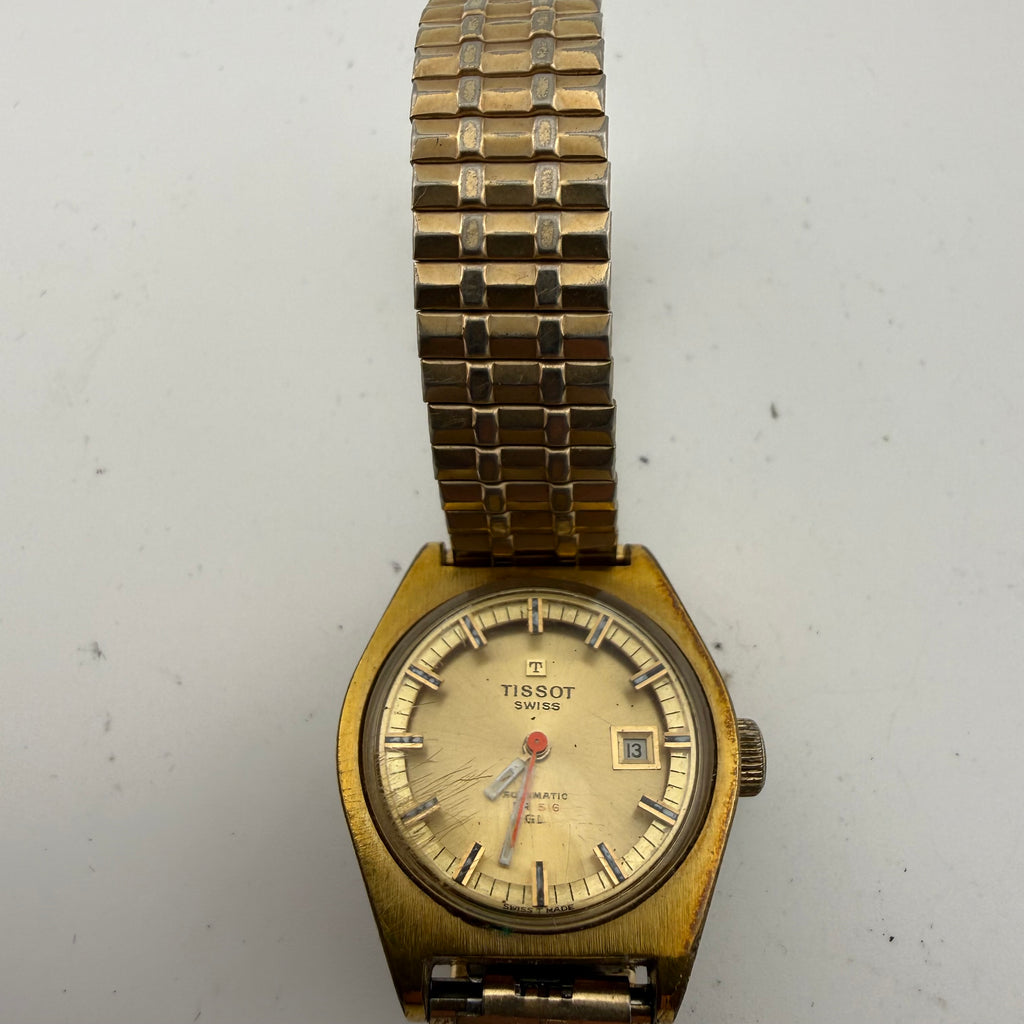 Vintage Tissot Swiss Mechanical Gold Tone Date Watch Fully Working