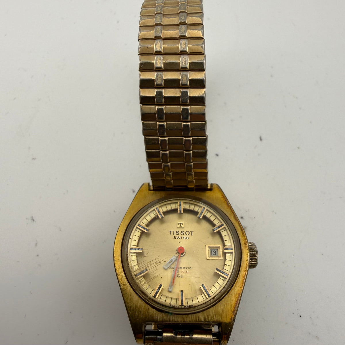 Vintage Tissot Swiss Mechanical Gold Tone Date Watch Fully Working