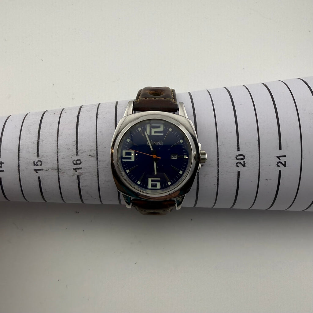 Ashworth Retro Style Blue Dial Quartz Watch 47mm Leather Strap (Fully Tested and working)- £30.00