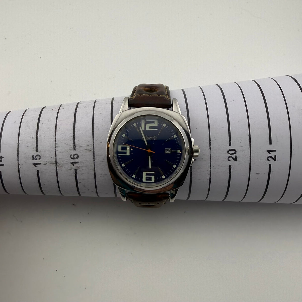 Ashworth Retro Style Blue Dial Quartz Watch 47mm Leather Strap (Fully Tested and working)- £30.00
