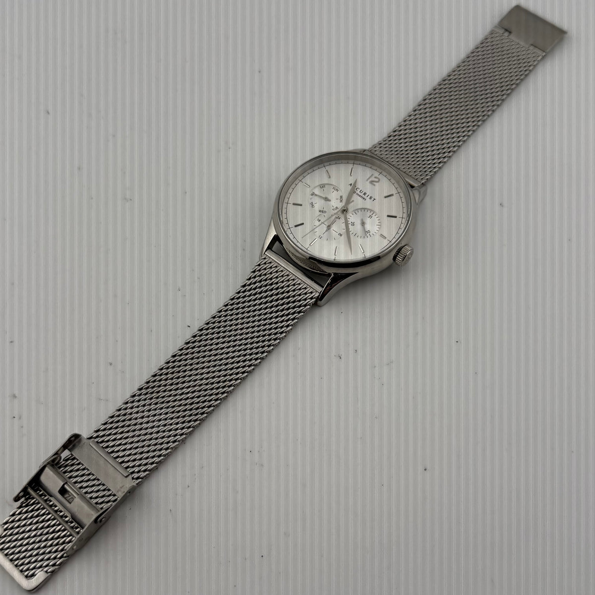 Accurist 7284 Mens Multifunction Silver Dial Mesh Bracelet Watch Fully Tested and Working- £40.00