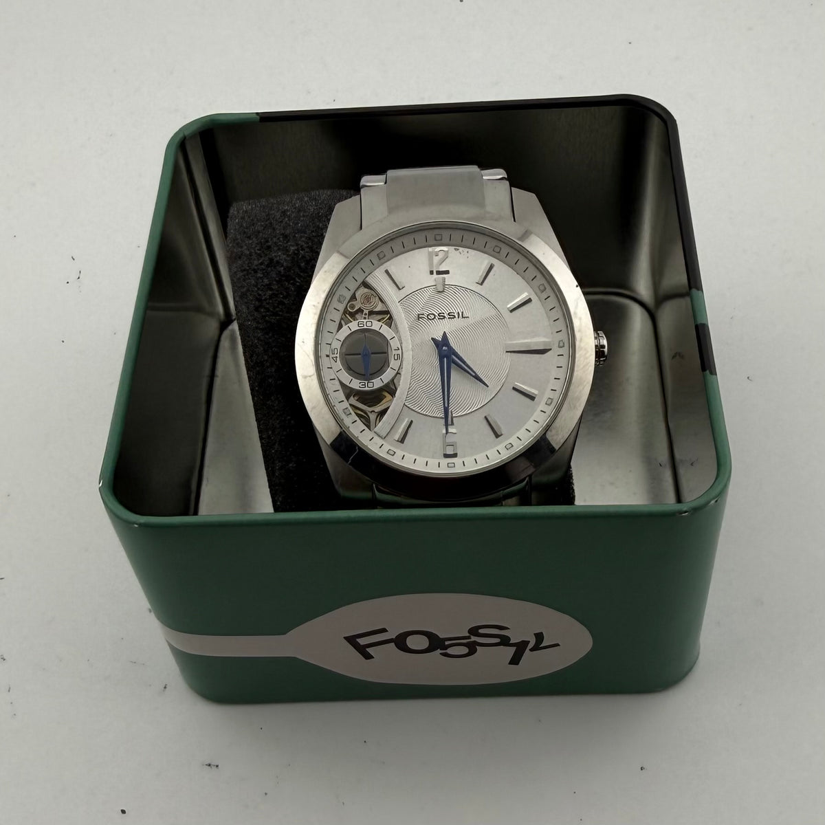 Fossil Twist Hybrid Automatic Quartz Stainless Steel Skeleton Watch – Presentation Tin- £80.00