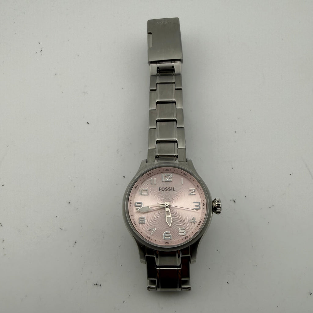 Fossil AM4294 Ladies Pink Dial Stainless Steel Quartz Watch 33mm (Fully Tested and working)- £30.00