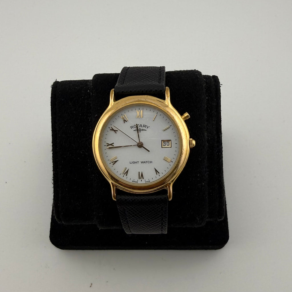 Rotary Swiss Light Watch Vintage Gold Tone Mens Quartz Date (Fully Tested and working)- £50.00