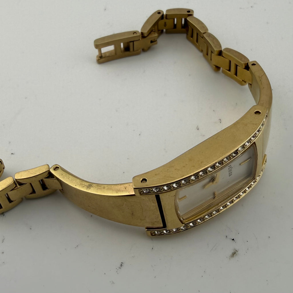 GUESS Ladies Gold Tone Crystal Set Rectangular Bracelet Watch Fully Tested and Working- £35.00