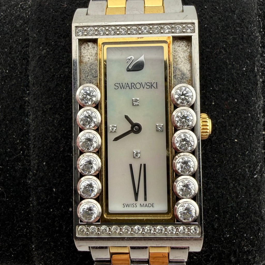 Swarovski Lovely Crystals Square 5096689 Two-Tone Swiss Watch – Boxed + Spare Links- £175.00