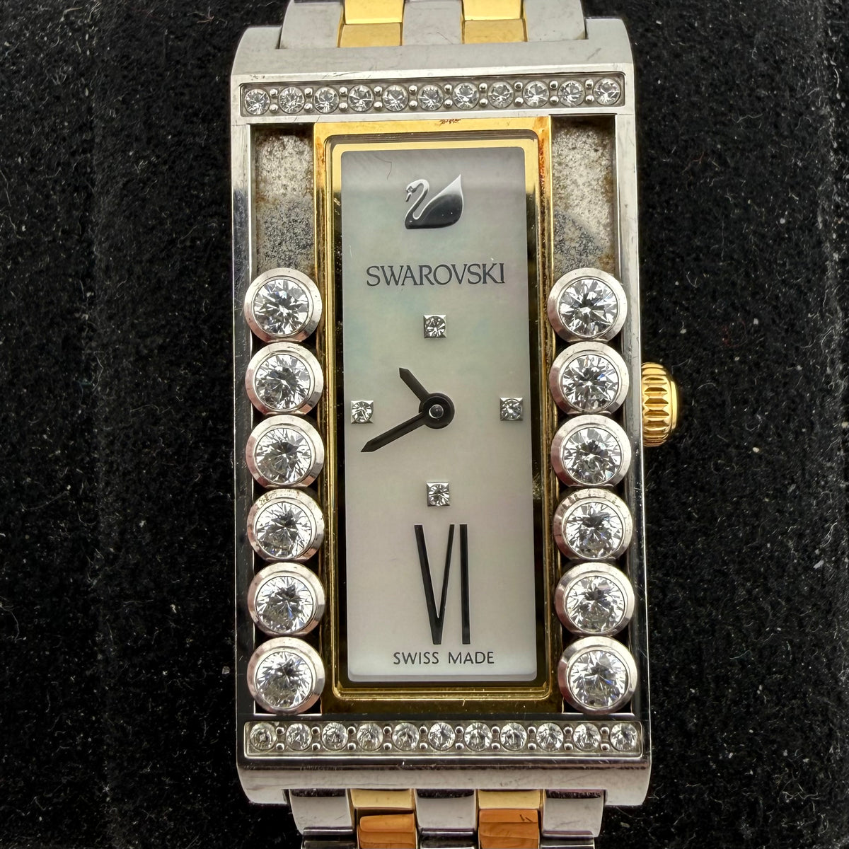 Swarovski Lovely Crystals Square 5096689 Two-Tone Swiss Watch – Boxed + Spare Links- £175.00