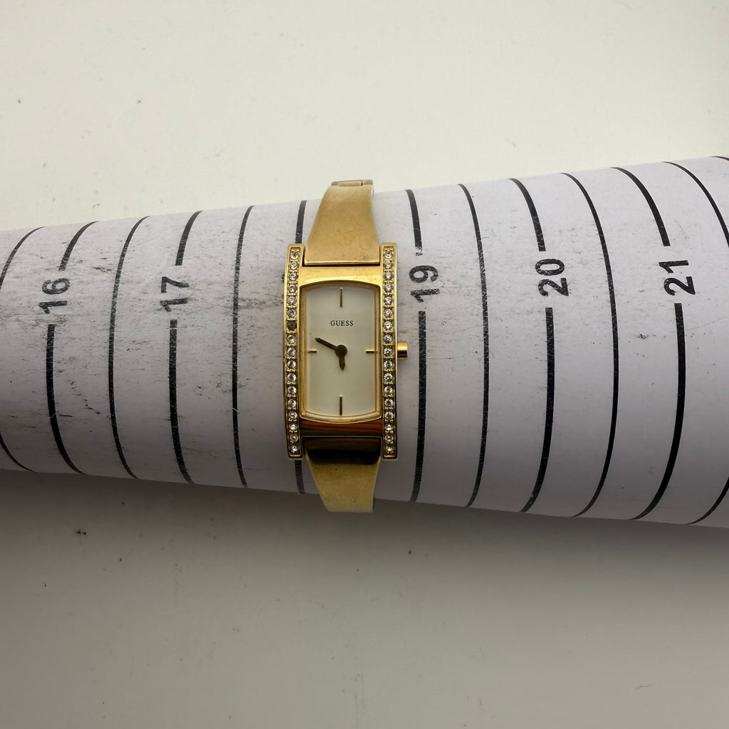 GUESS Ladies Gold Tone Crystal Set Rectangular Bracelet Watch Fully Tested and Working- £35.00