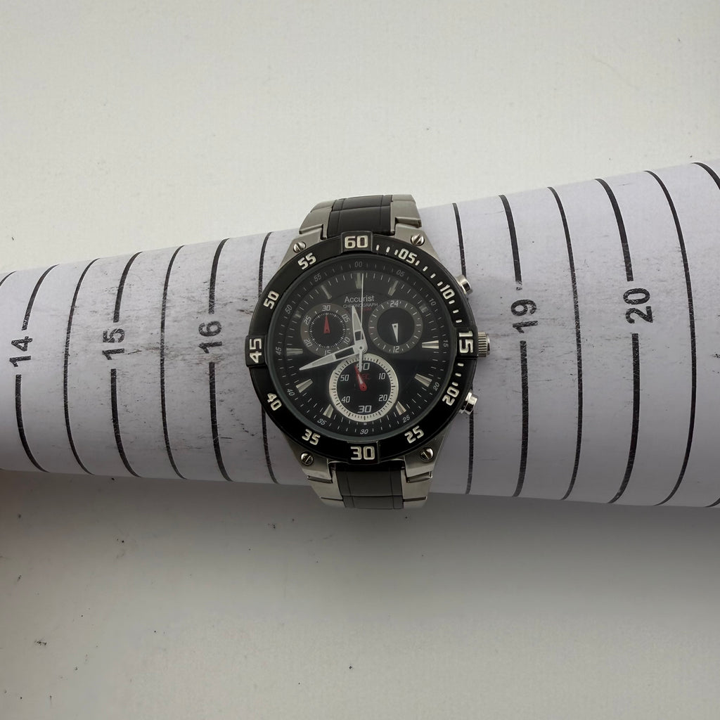 Accurist MS653 Men’s Black Dial Quartz Chronograph 100M 45mm Watch (Fully Tested and working)- £40.00