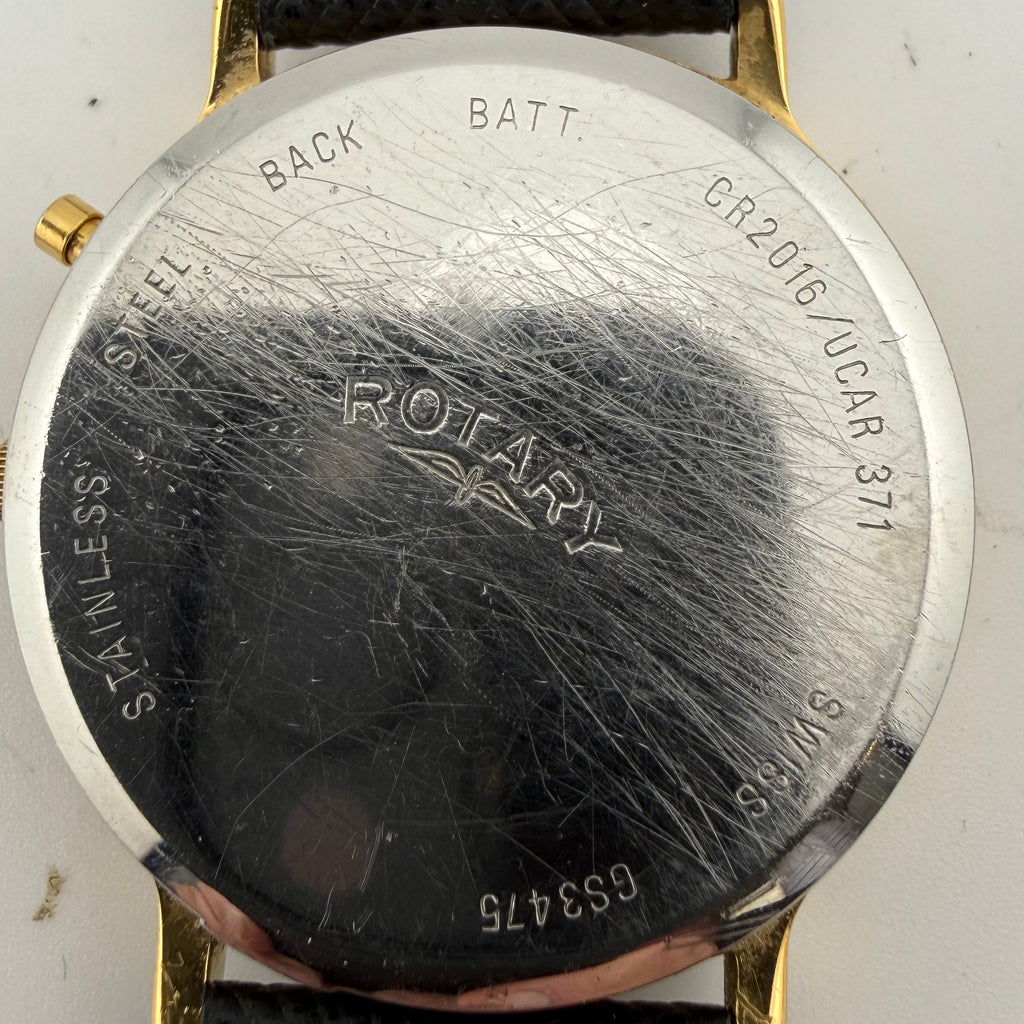 Rotary Swiss Light Watch Vintage Gold Tone Mens Quartz Date (Fully Tested and working)- £50.00