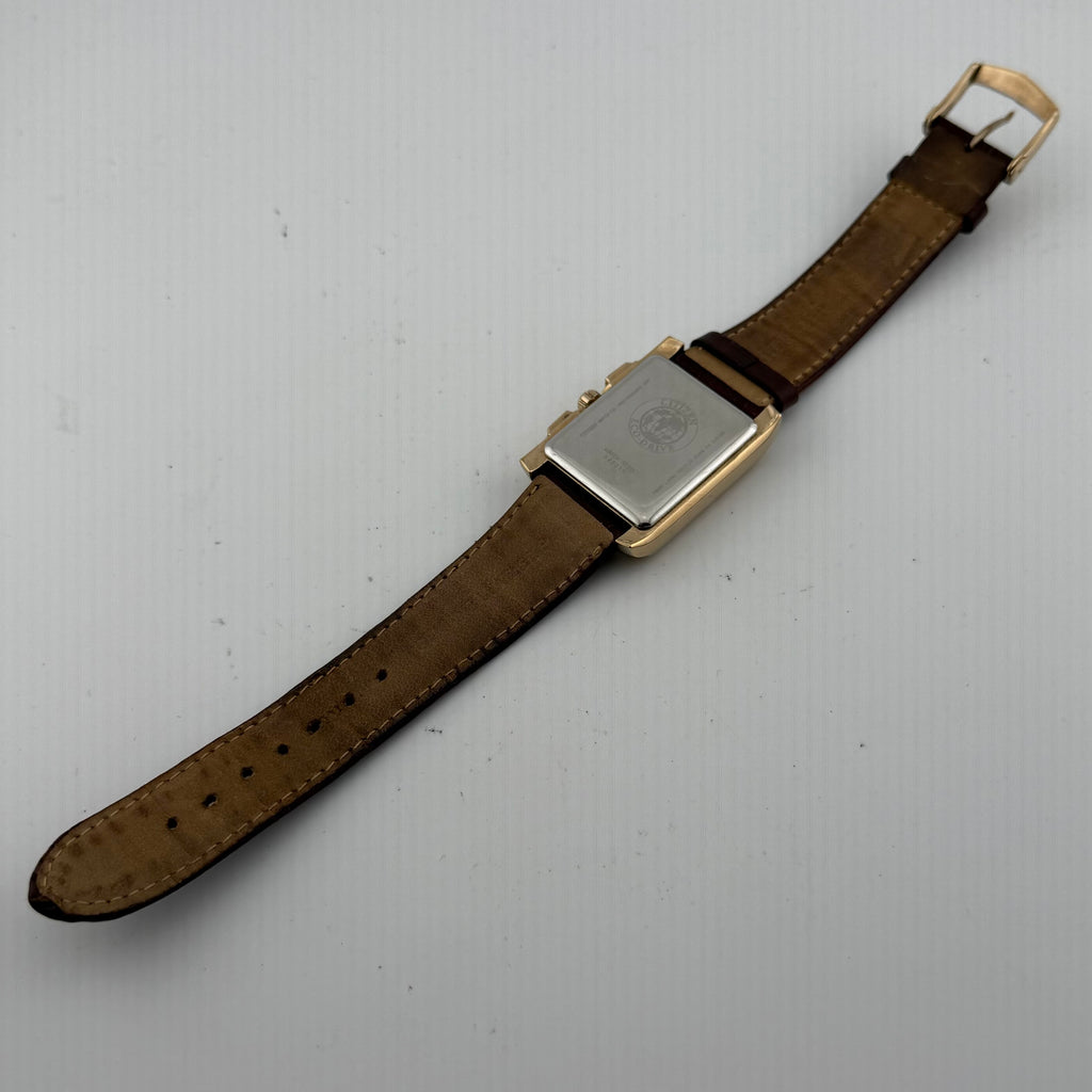 Citizen Eco-Drive H501-S077929 Gold Tone Rectangular Chronograph Brown Dial 33mm – Boxed- £120.00