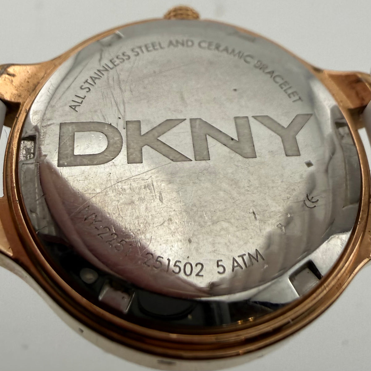 DKNY NY2251 Chambers Ladies White Ceramic Rose Gold Watch Fully Tested and Working- £25.00