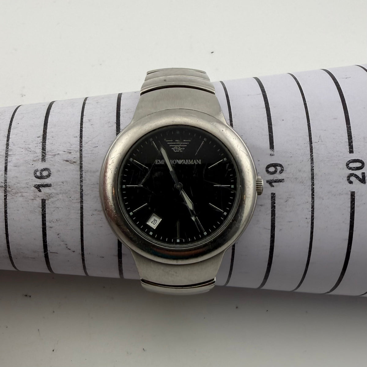 Emporio Armani AR-0802 Stainless Steel Black Dial Watch Trade Bargain (Fully Tested and working)- £10.00