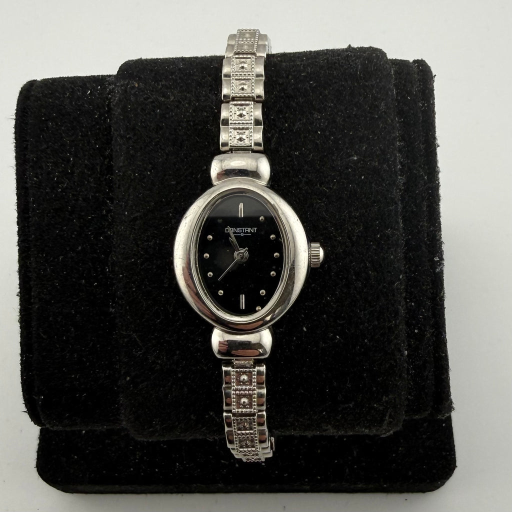 Constant Ladies Silver Tone Black Dial Quartz Bracelet Watch Fully Tested and  Working- £15.00