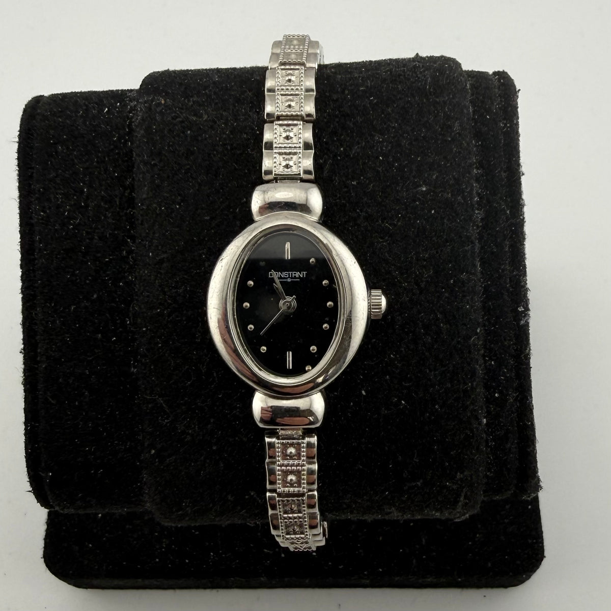 Constant Ladies Silver Tone Black Dial Quartz Bracelet Watch Fully Tested and  Working- £15.00