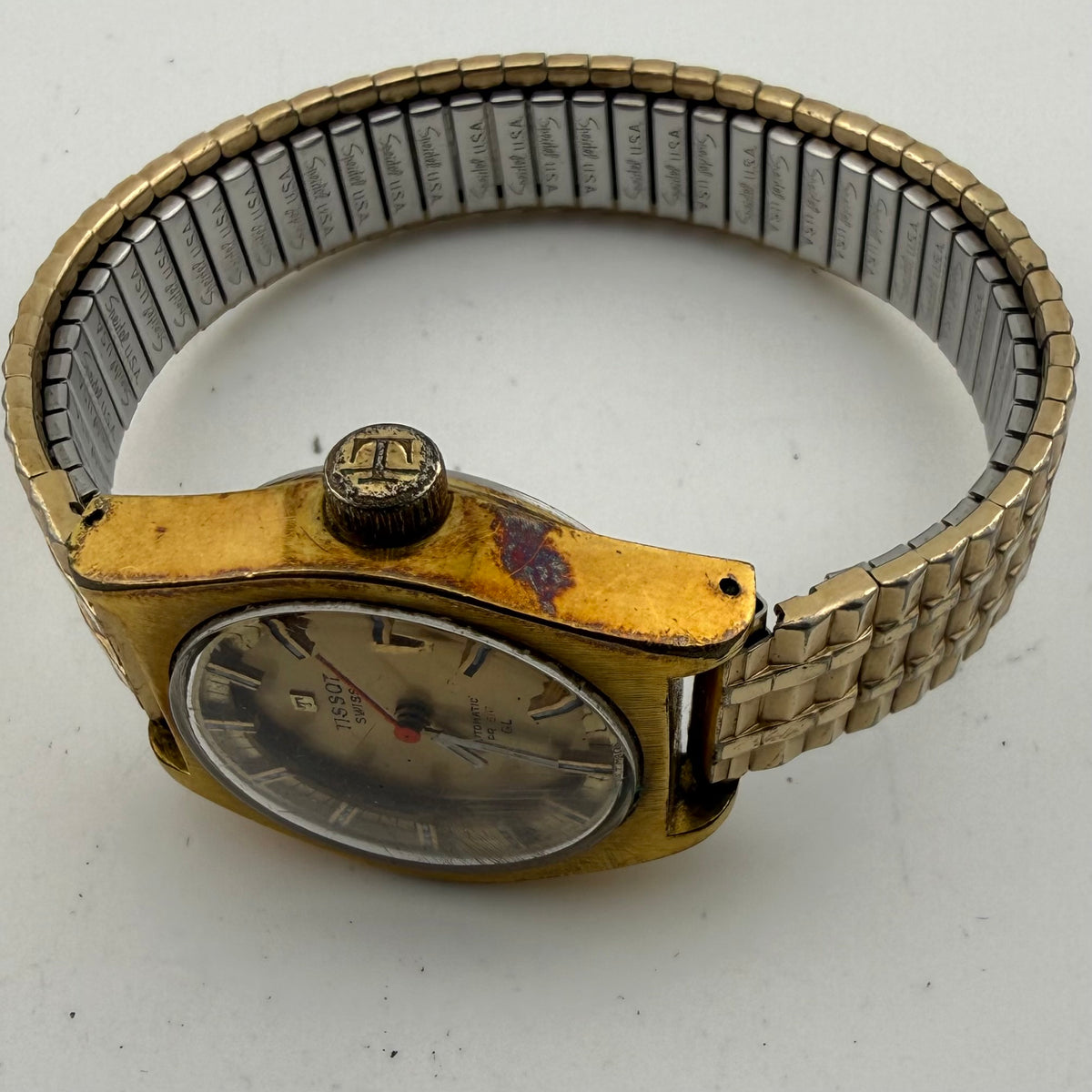 Vintage Tissot Swiss Mechanical Gold Tone Date Watch Fully Working