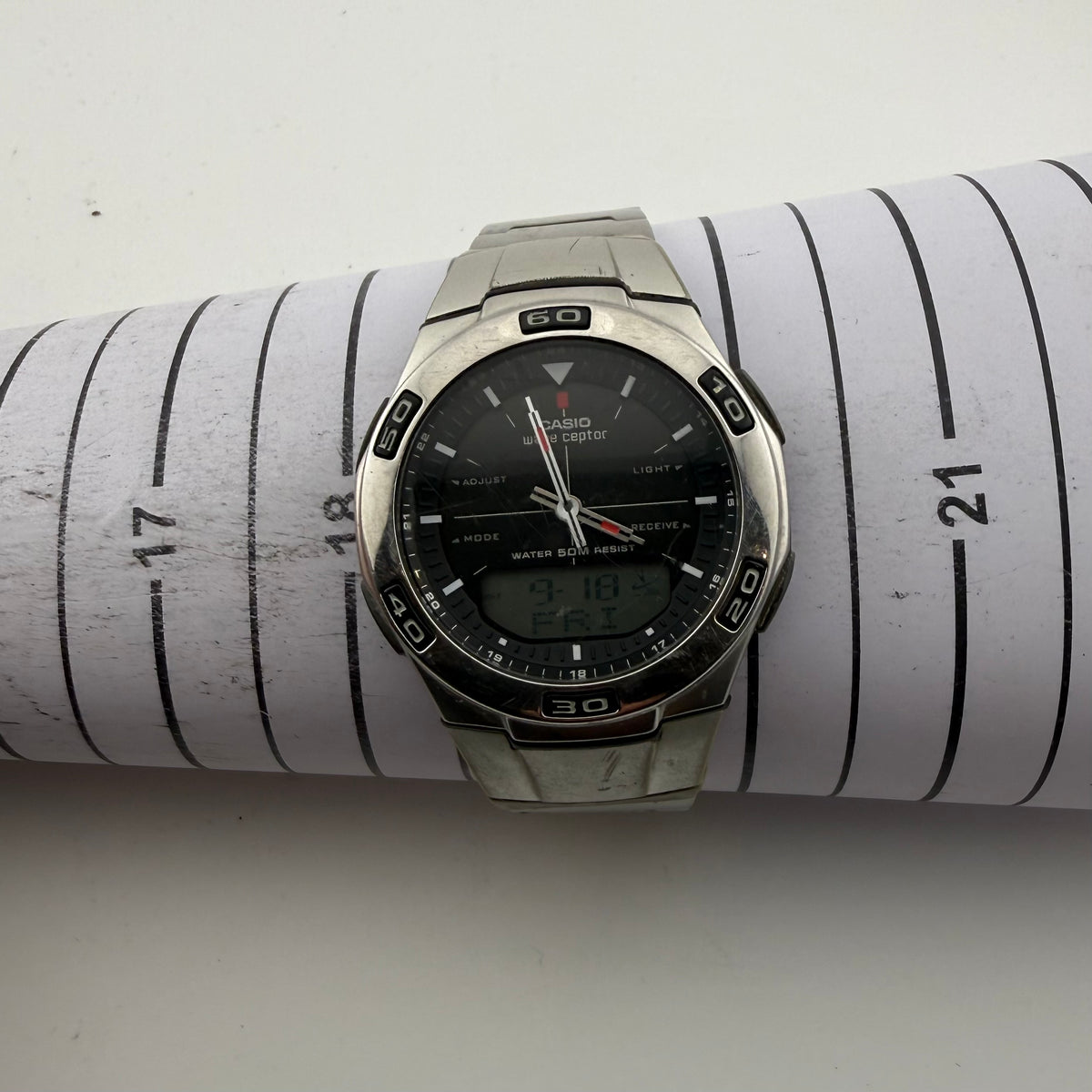 Casio Wave Ceptor WVA-105H 2768 Ana-Digi Radio Controlled 50M Watch Fully Tested and Working- £30.00