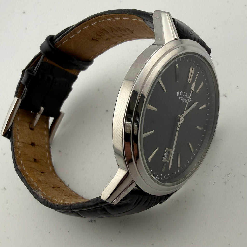 Rotary GS03439 Gents Black Dial Date Quartz Leather Watch Fully Tested and Working- £40.00