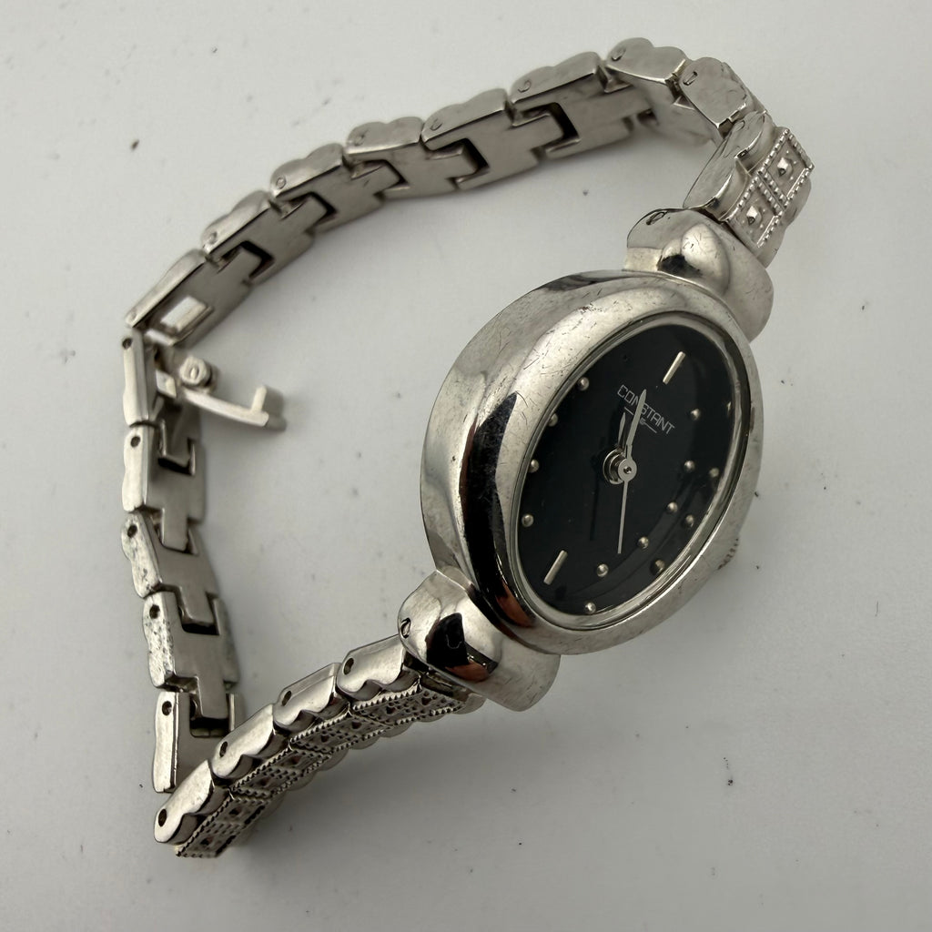 Constant Ladies Silver Tone Black Dial Quartz Bracelet Watch Fully Tested and  Working- £15.00