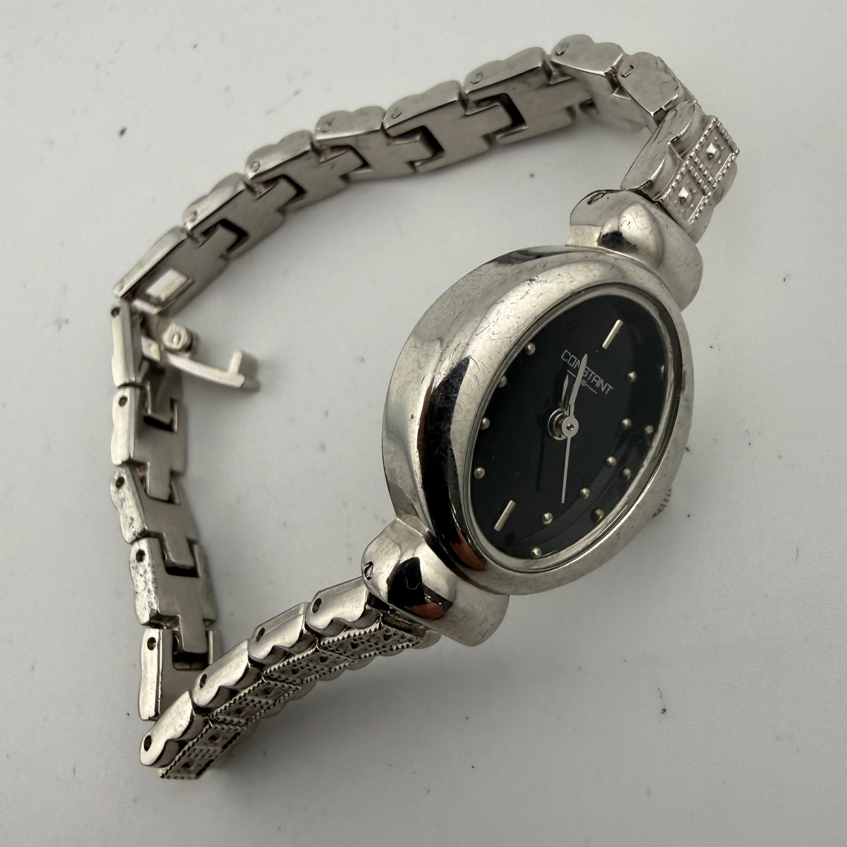 Constant Ladies Silver Tone Black Dial Quartz Bracelet Watch Fully Tested and  Working- £15.00