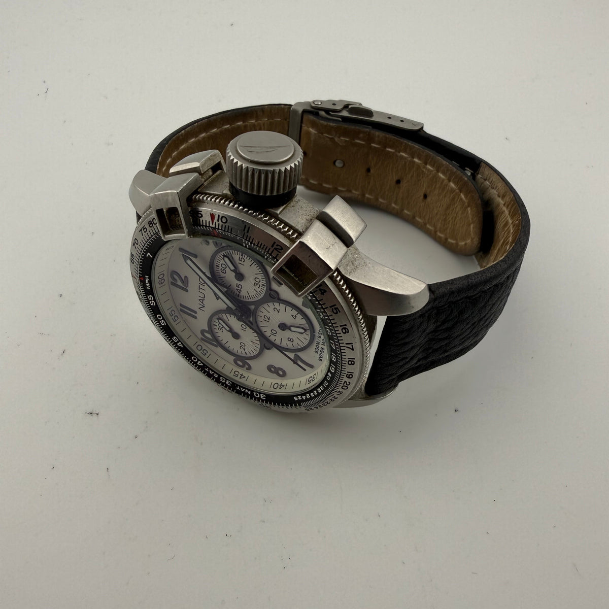 Nautica Swiss Movement 200M Chronograph White Dial Pilot Style Men’s Watch 54mm- £80.00