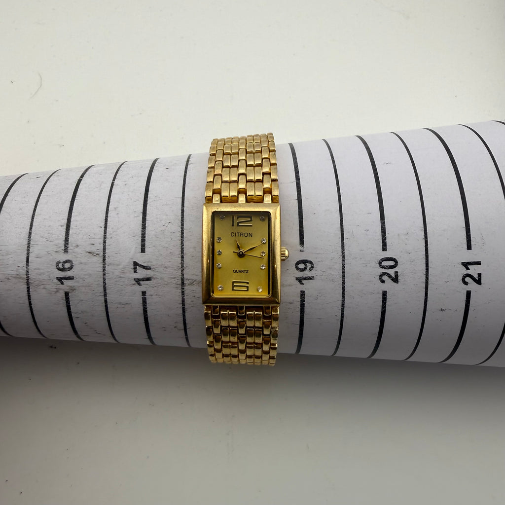 Citron CY973X Ladies Gold Tone Crystal Dial Quartz Bracelet Watch Fully Tested and Working