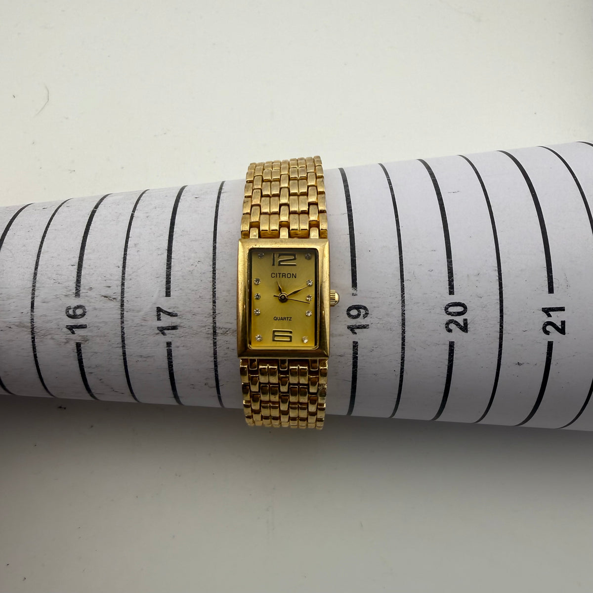 Citron CY973X Ladies Gold Tone Crystal Dial Quartz Bracelet Watch Fully Tested and Working