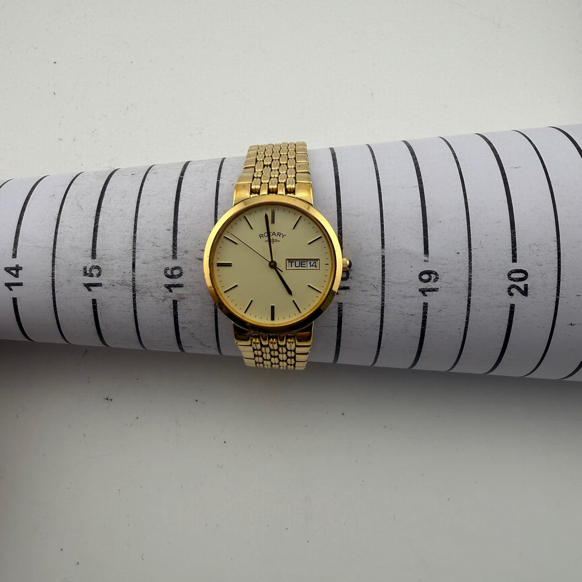 Rotary Gents Gold Plated Day Date Quartz Bracelet Watch G692 Fully Tested and Working- £35.00