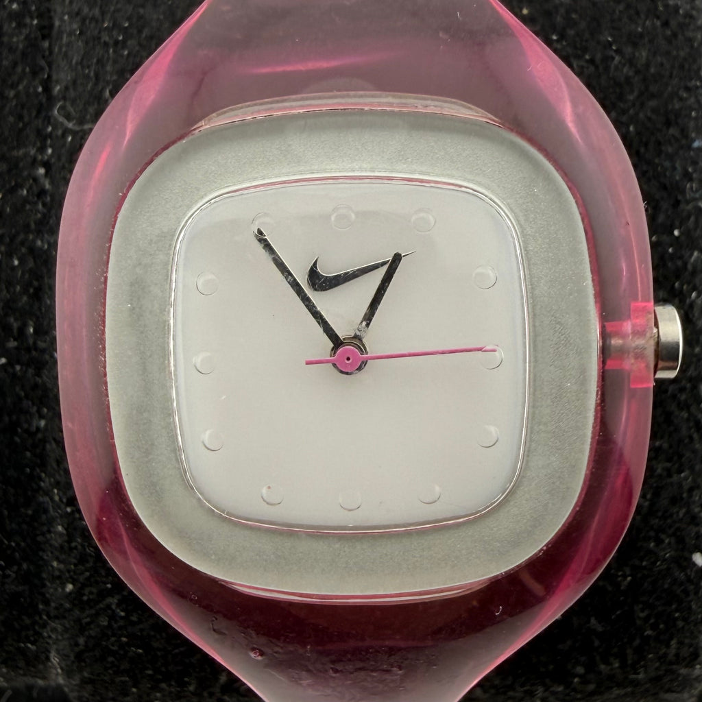 Nike Ladies Pink Transparent Cuff Bangle Quartz Watch Fully Tested and Working- £15.00