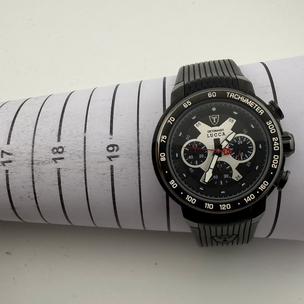 Detomaso Lucca DT1017-A Mens Chronograph Tachymeter Black Watch Fully Tested and Working- £70.00