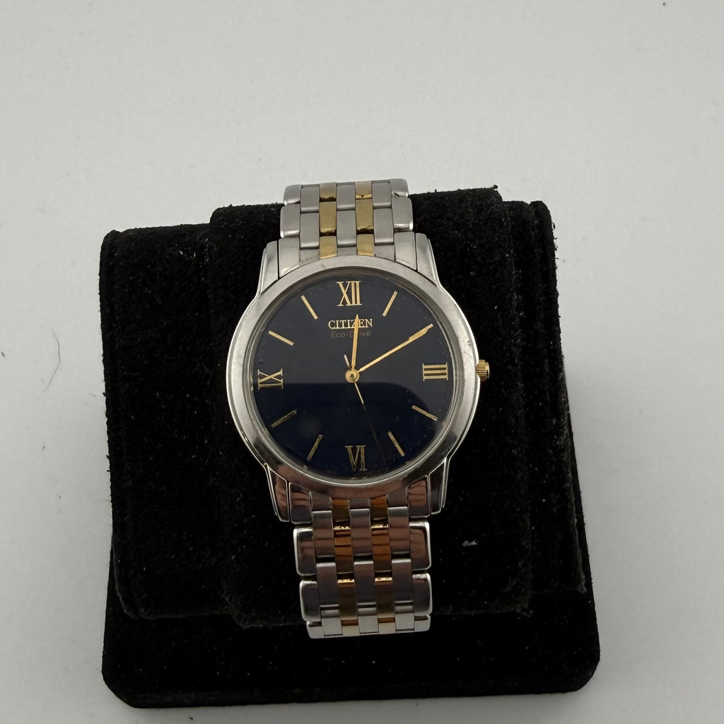 Citizen Eco-Drive Stiletto G820 Two Tone Blue Dial Ultra Slim Gents Watch Fully Tested and Working - £80.00